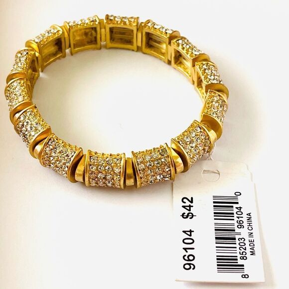 ViVI Jewelry - Bracelet Stretch Matte Gold Rhinestones $42
